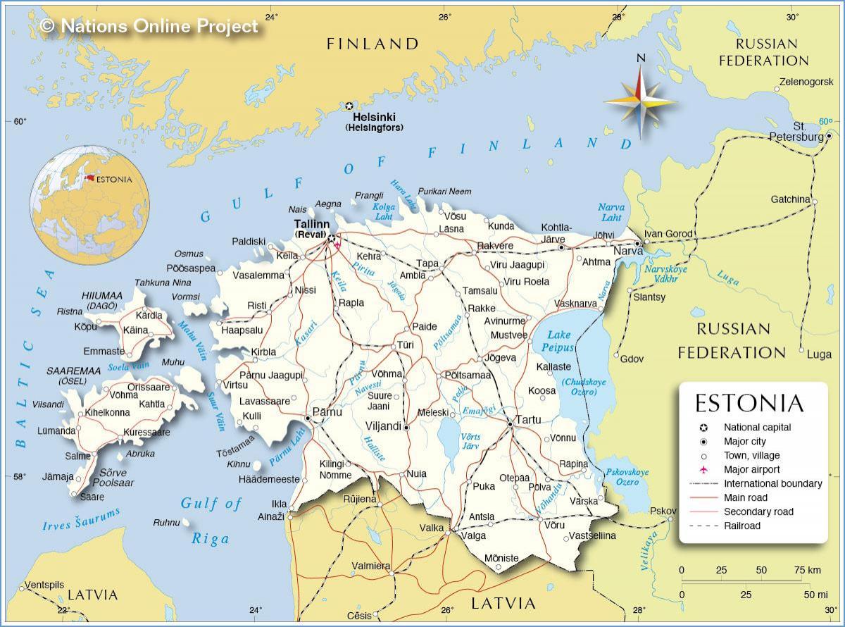 mapa da Estónia