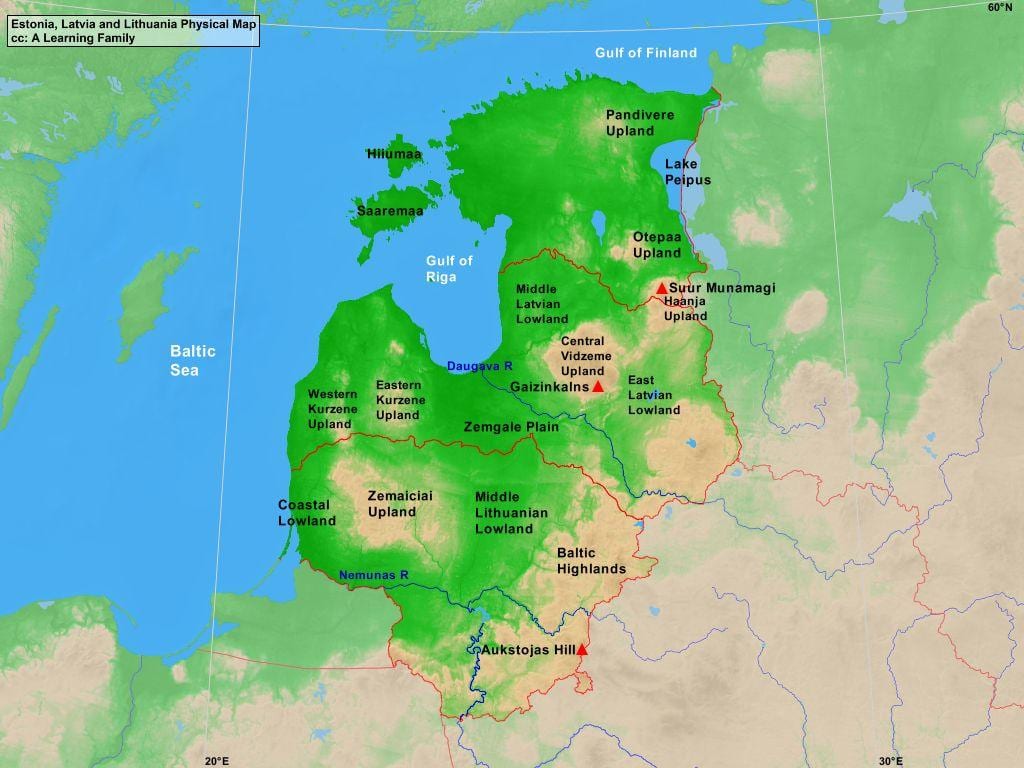 mapa da Estónia física