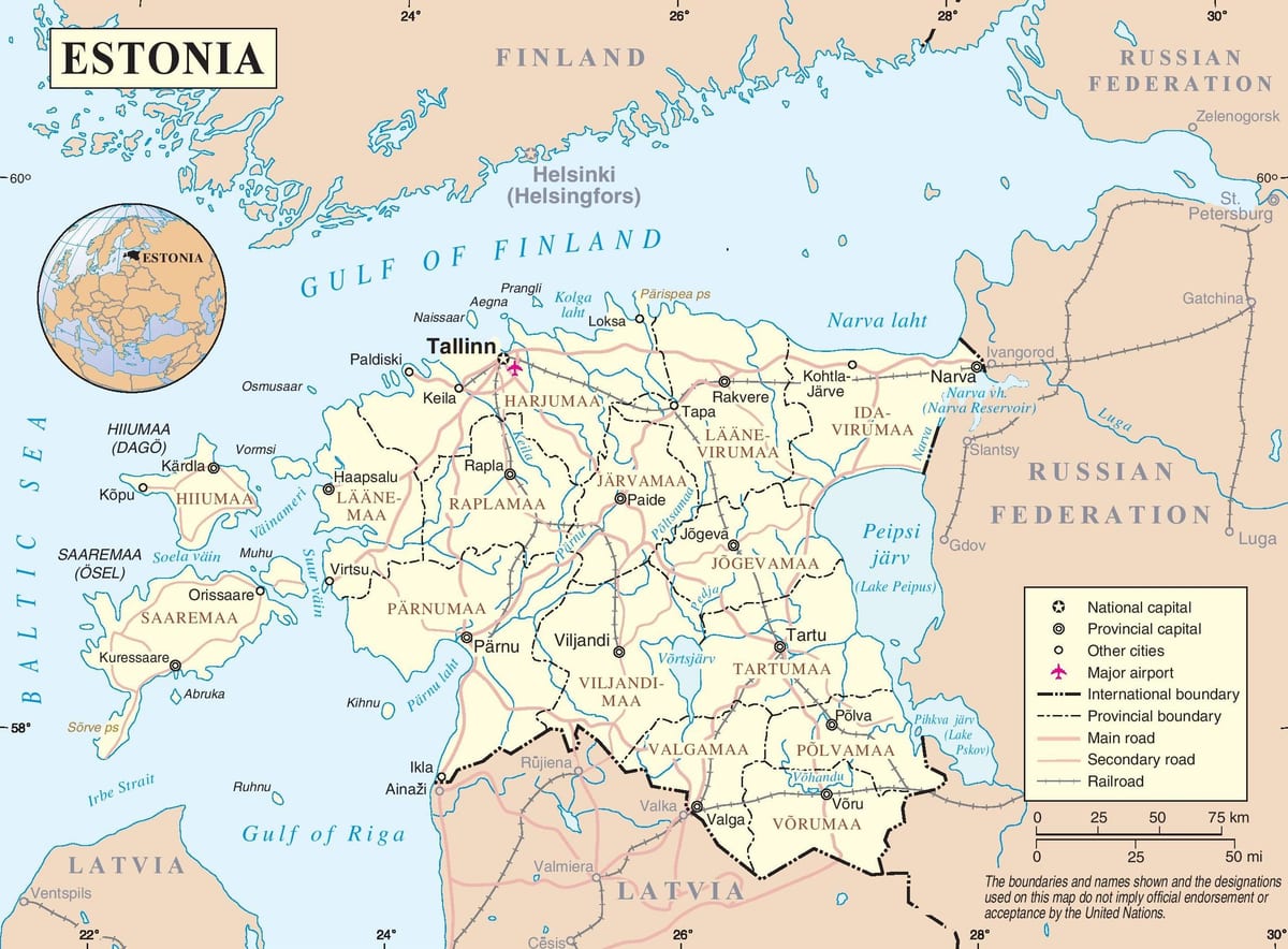 Estónia no mapa