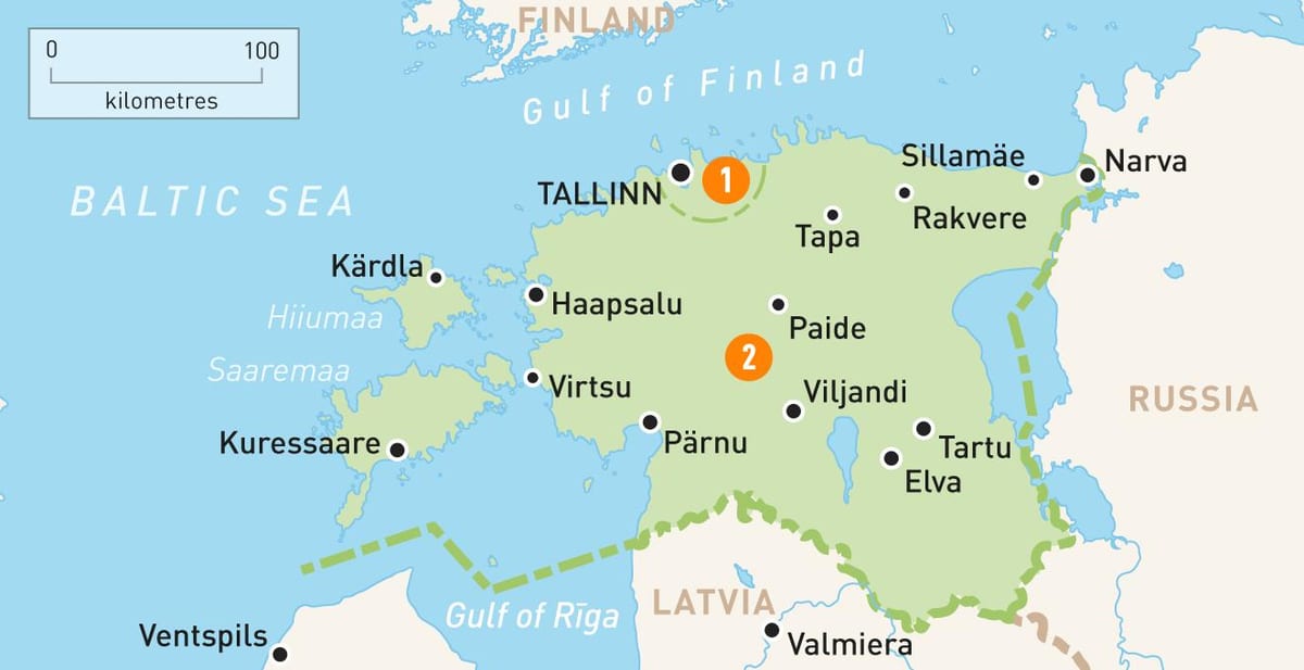 um mapa da Estónia