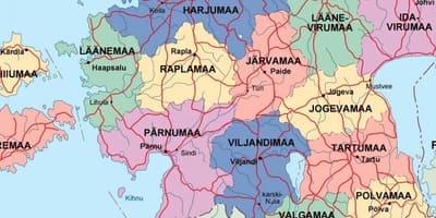 Mapa político da Estónia
