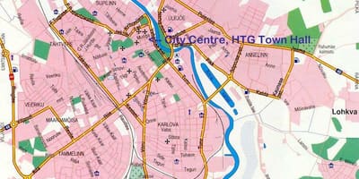 Mapa de tartu, Estónia